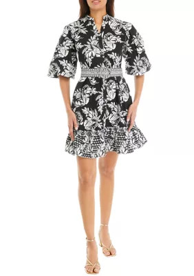 Petite Puff Sleeve Floral Mini Dress | Belk