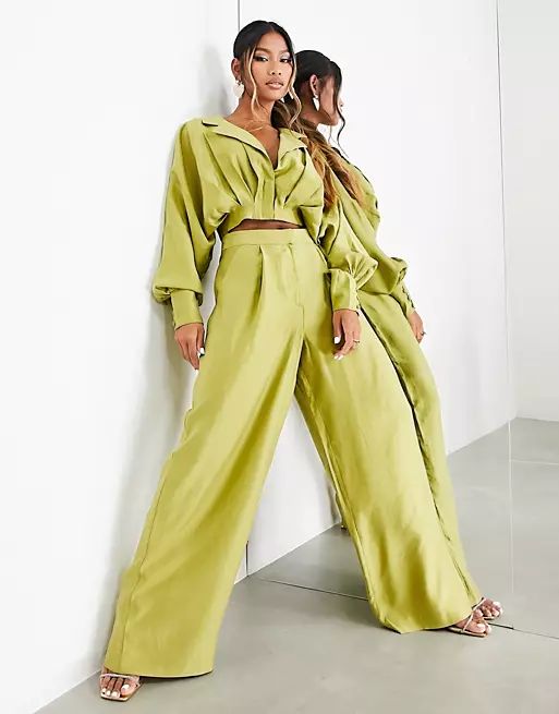 ASOS EDITION top & pant set in lime green | ASOS (Global)