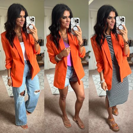 Love this new Walmart blazer!! I’m in size small 
Size 27 in Levi jeans 
Size 4 in Walmart shorts 
Size small in dress 

#LTKstyletip #LTKfindsunder100 #LTKsalealert