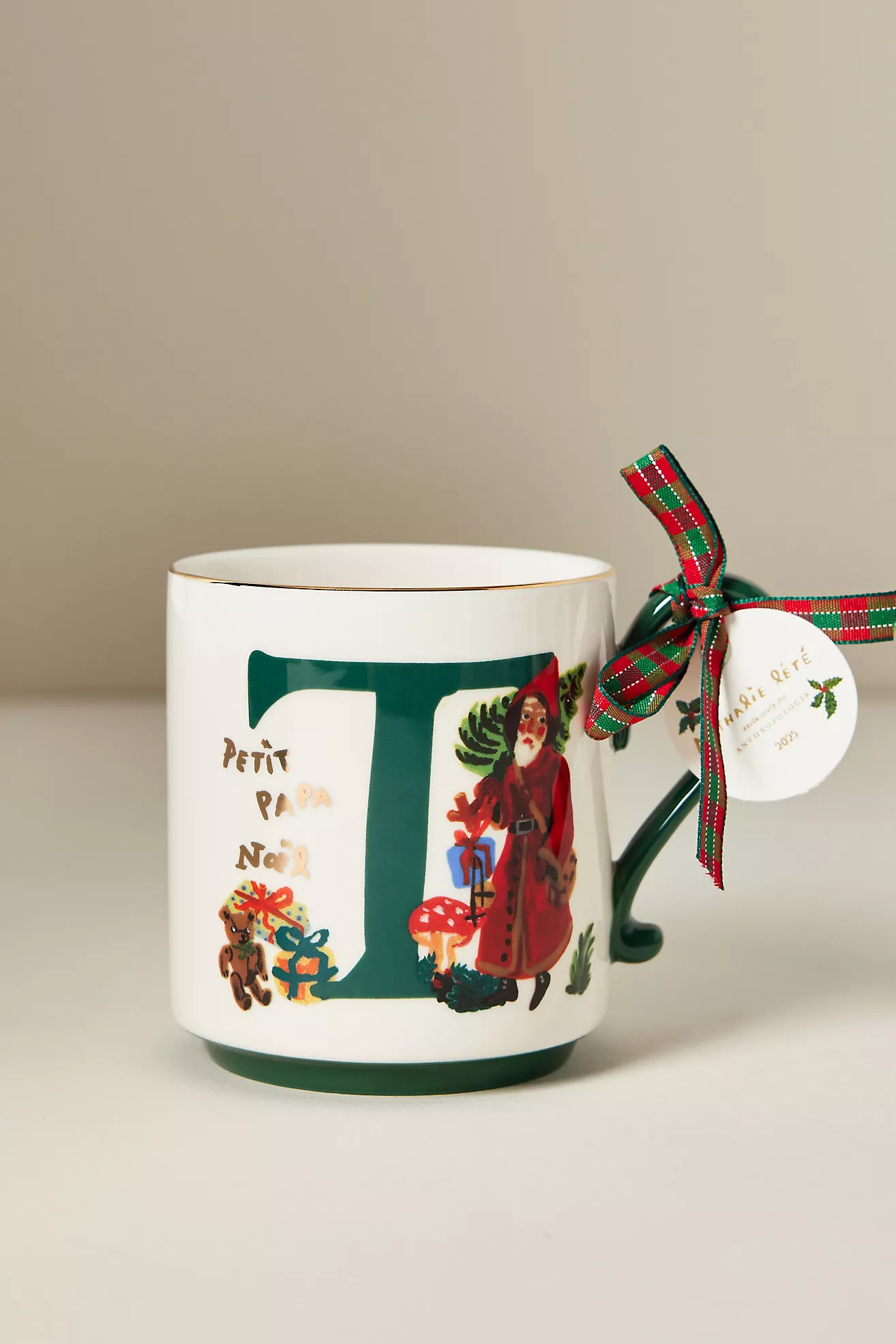 Nathalie Lete Stoneware Holiday Monogram Mug | Anthropologie (US)