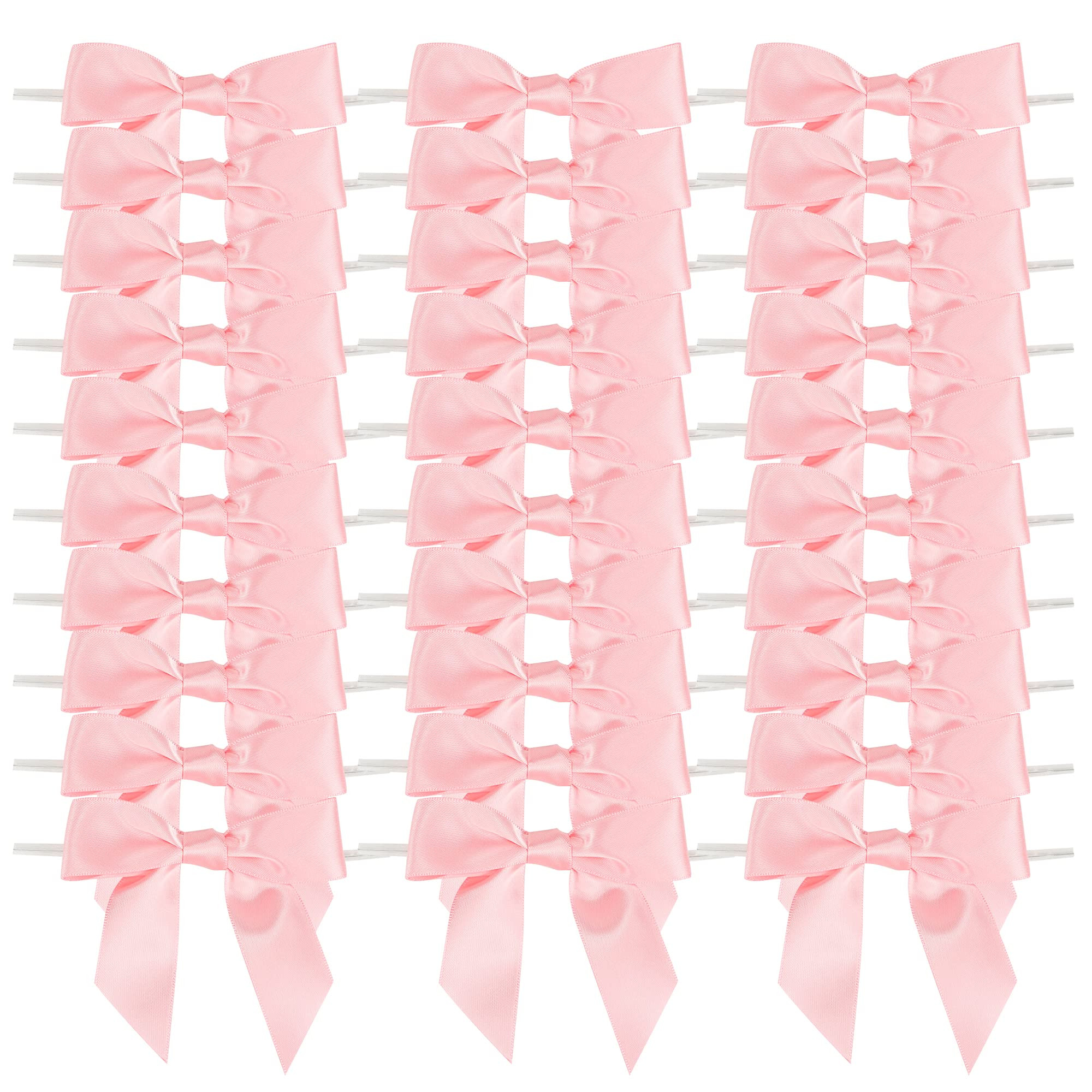 AIMUDI Baby Pink Satin Ribbon Twist Tie Bows 3.5" Light Pink Pretied Bows Premade Craft Bows for ... | Amazon (US)