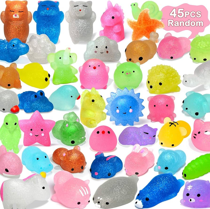 OCATO 45Pcs Mochi Squishys Toys Mini Squishies 2nd Generation Glitter Animal Squishies Party Favo... | Amazon (US)