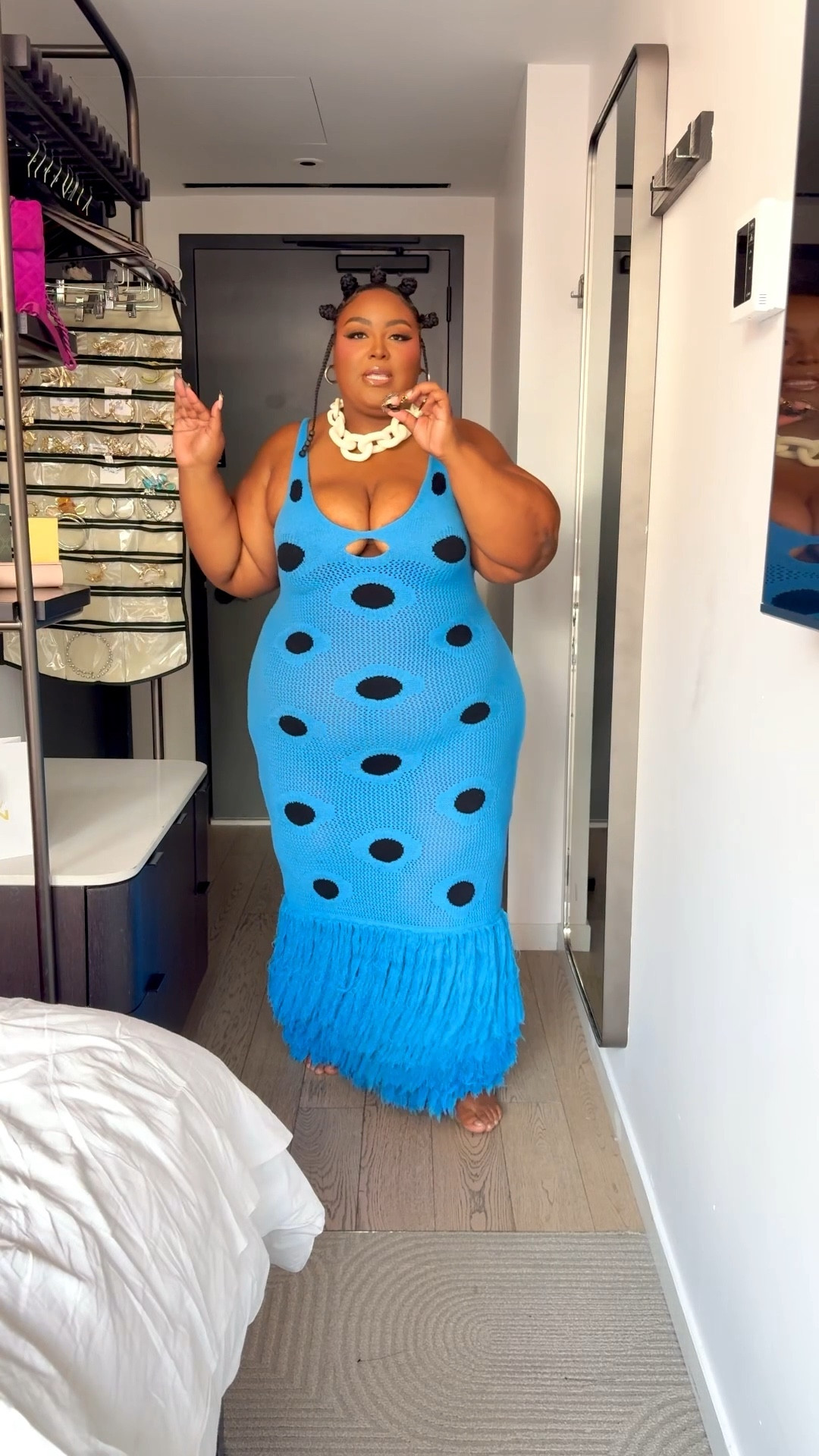 The dress is from Hanifa, it is the Harper Maxi Dress (couldn’t link it here) I am wearing a size 3X. 

I am linking my Shapeware and undergarments that kept me snatched in this look . And the accessories and body care products that made me feel amazing.#LTKStyleTip

#LTKBeauty #LTKPlusSize