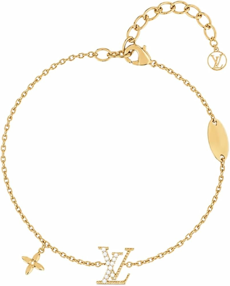 Gold Chain Bracelet with Floral Charm Pendants, Lobster Clasp, Delicate Link Style | Amazon (US)