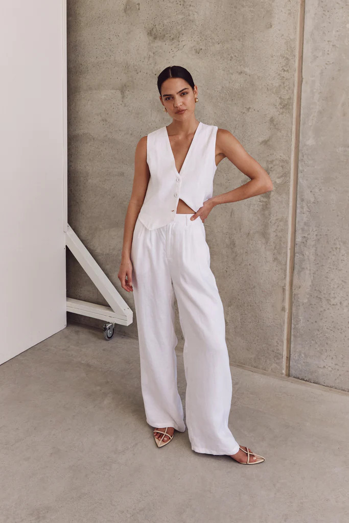 NORAH WHITE LINEN PANT | DISSH