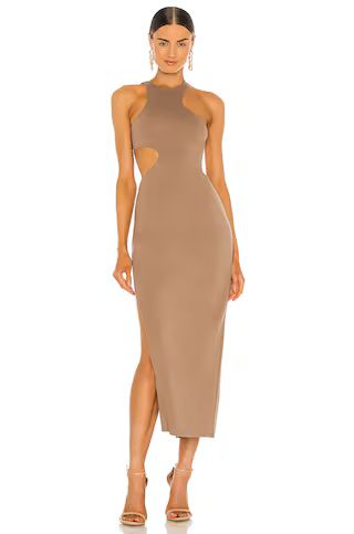 Michael Costello x REVOLVE Rylan Midi Dress in Taupe from Revolve.com | Revolve Clothing (Global)