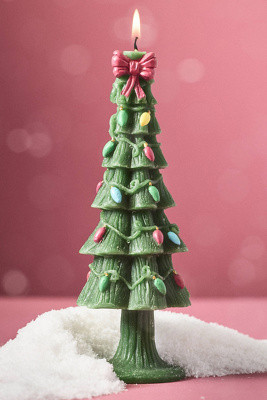 Festive Tree Decorative Shaped Wax Candle | Anthropologie (US)