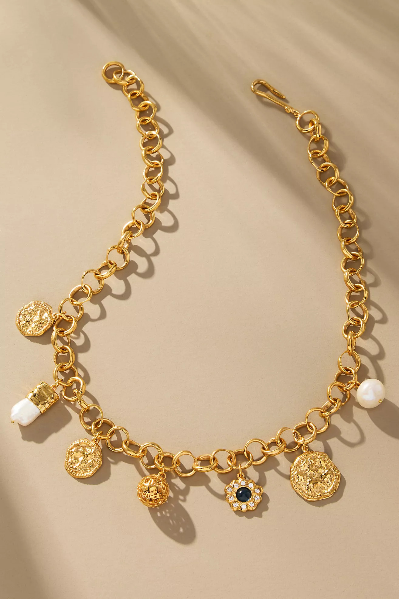 Joanna Laura Constantine Wave Chain Linked Charm Necklace | Anthropologie (US)
