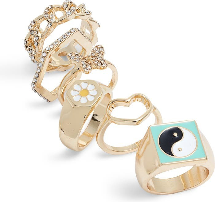 BP Butterfly Daisy Assorted Rings - Set of 6 | Nordstrom | Nordstrom