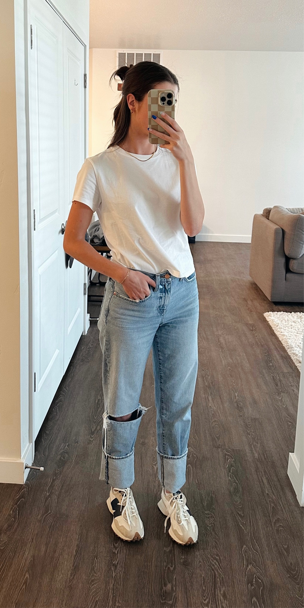 Everyday classic outfit!! My favorite basics that I wear weekly 

#whitetee #rippedjeans #newbalance 

#LTKunder100 #LTKfit #LTKFind