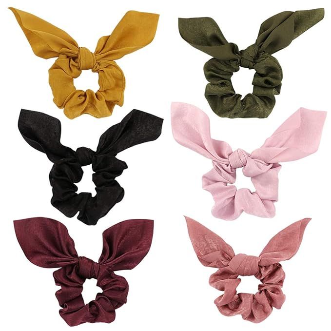 Jaciya 6 Pack Hair Elastic Scrunchies Chiffon Hair Scrunchies Hair Bow Chiffon Ponytail Holder Bo... | Amazon (US)