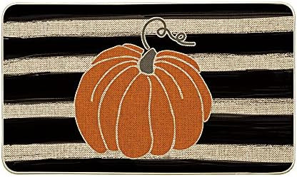 Artoid Mode Watercolor Stripes Pumpkin Decorative Doormat, Fall Seasonal Harvest Thanksgiving Vin... | Amazon (US)