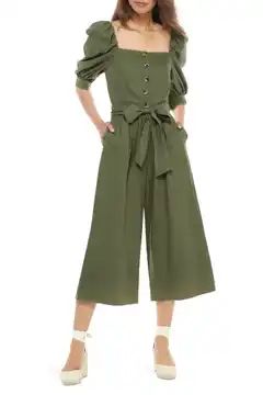 Sylvie Puff Sleeve Linen Blend JumpsuitGAL MEETS GLAM COLLECTION | Nordstrom