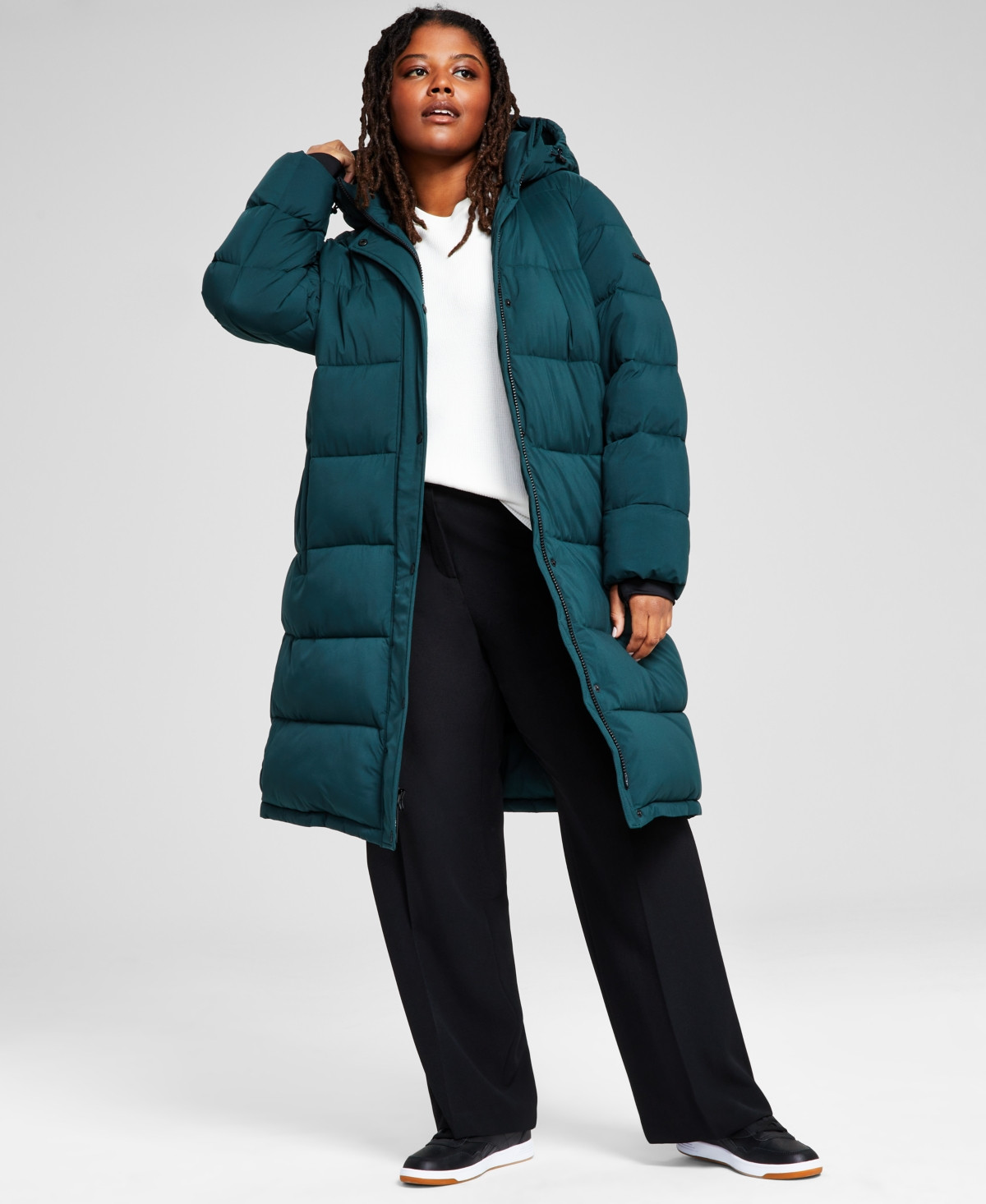 BCBGeneration Women's Plus Size Hooded Puffer Coat, Created for Macy's - Emerald | Macy's Canada