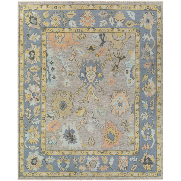 Sutton Handmade Wool Denim/Wheat/Blush/Light Gray/Sage/Pale Blue Rug | Wayfair North America