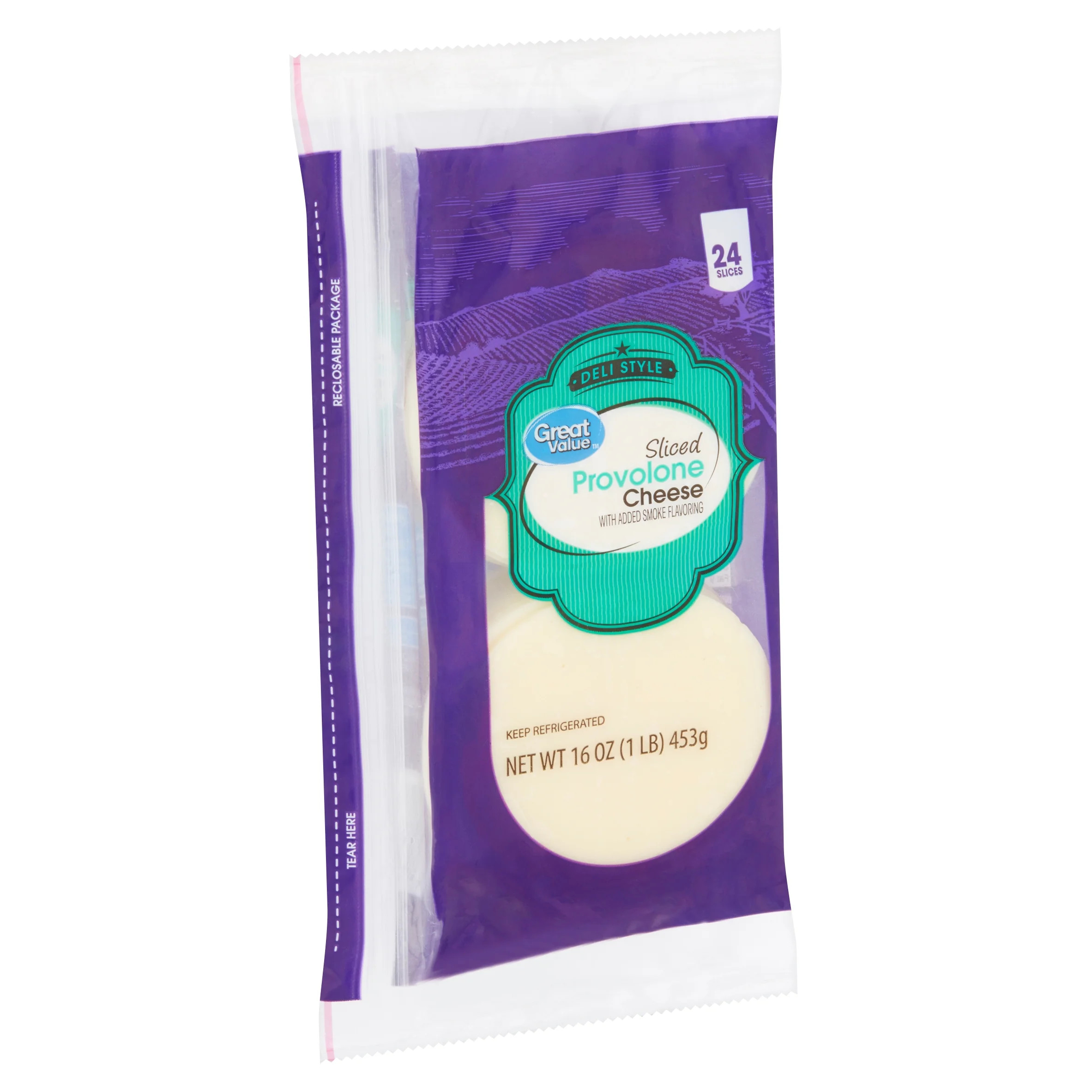 Great Value Deli Style Sliced Provolone Cheese, 16 oz, 24 Count - Walmart.com | Walmart (US)