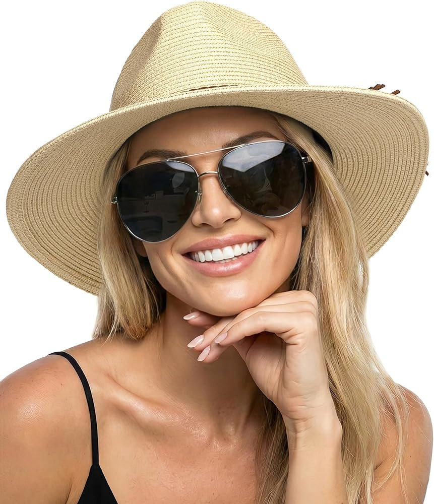 FURTALK Sun Hats for Women Summer Wide Brim UV UPF 80+ Panama Fedora Foldable Packable Straw Beac... | Amazon (US)