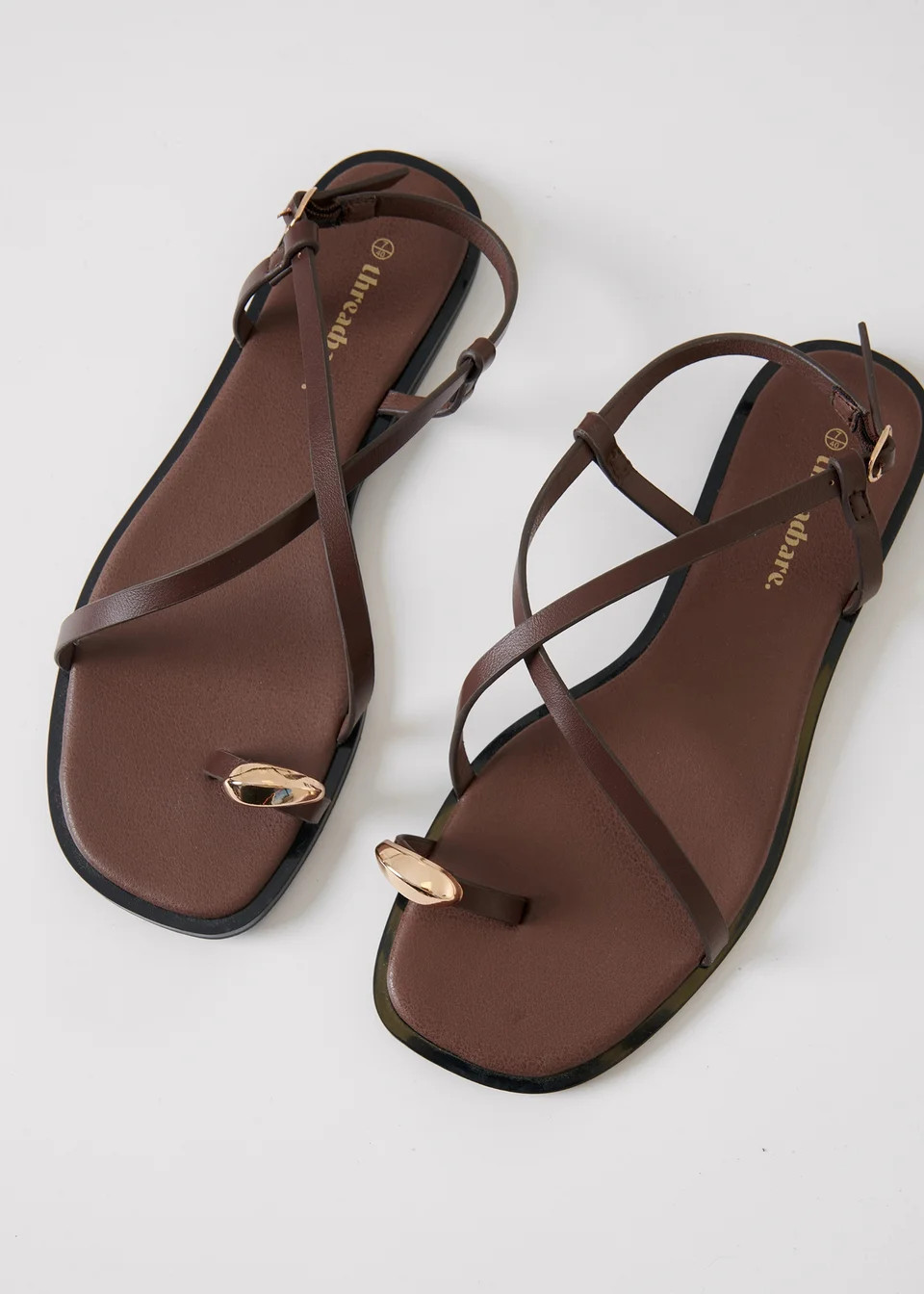 Threadbare Chocolate Back Strap Sandals | Matalan (UK)