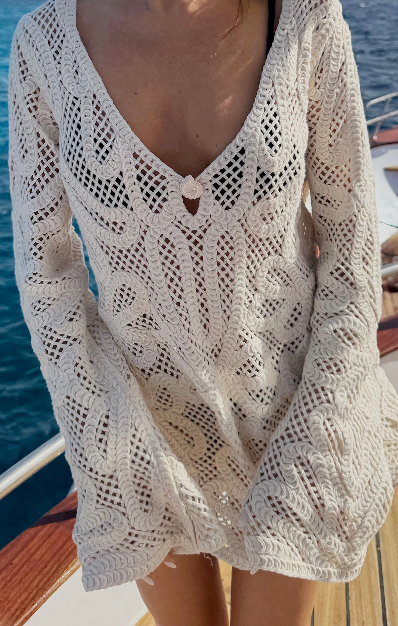 Anywhere Mini Dress ~ White Sand Crochet | Show Me Your Mumu