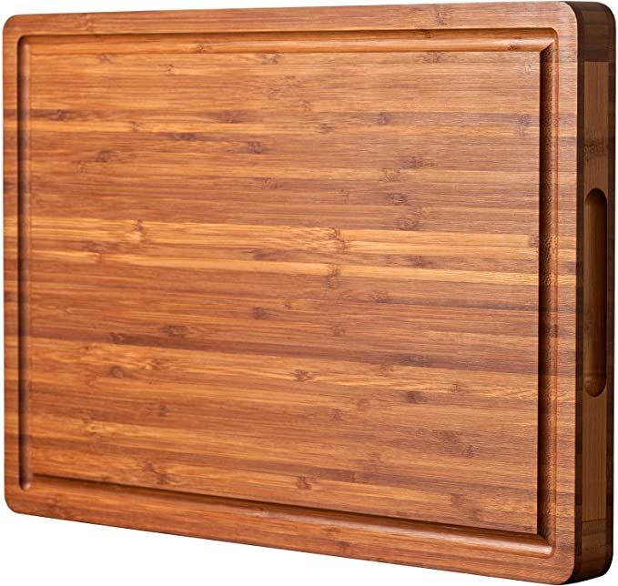 Wood Cutting Board for Kitchen, 1" Thick Butcher Block, Cheese Charcuterie Board, with Side Handl... | Amazon (US)