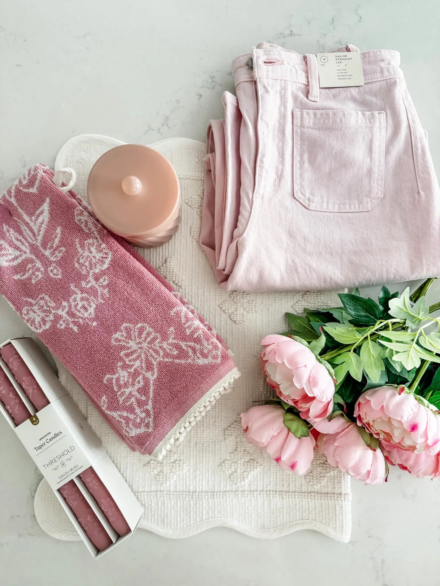 New Target Spring styles!
Pink denim jeans
Pink jeans
Bath hand towel
Pink peonies
Pink taper candles
Scallop bath rug
Powder room decor
Pink jar candle
Spring candle
Bedroom refresh 
Valentine decor
Target haul


#LTKSeasonal #LTKValentine #LTKHome