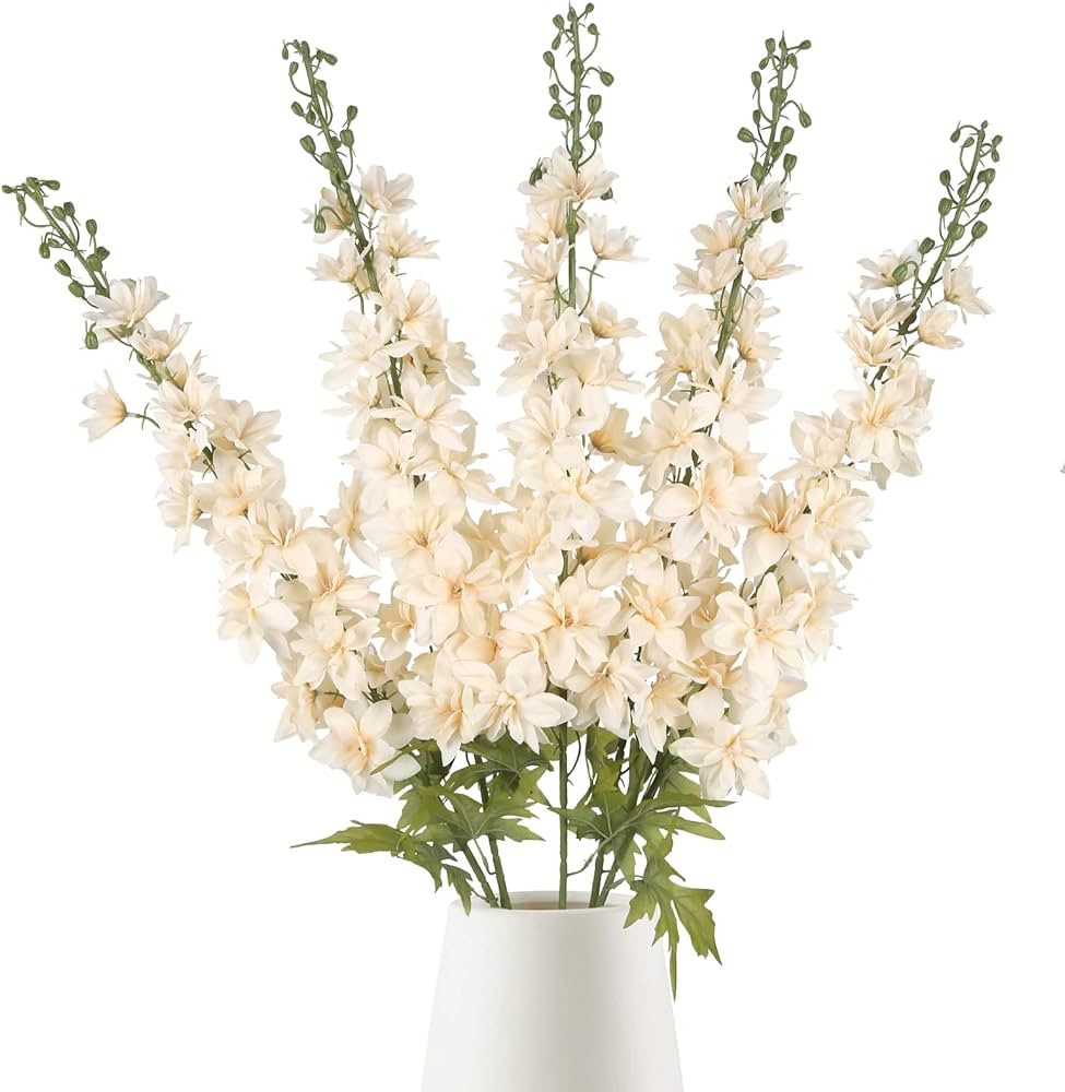 Delphinium Artificial Flowers Champagne 5PCS 41.7'' Long Stem Larkspur Fake Flowers for Tall Vase... | Amazon (US)
