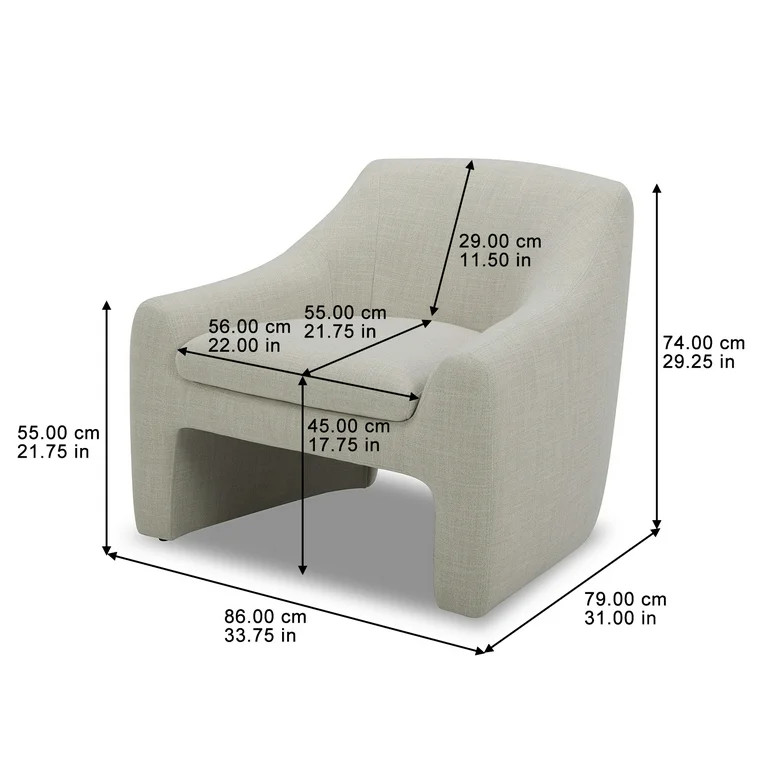 Better Homes & Gardens Emerson Curvy Accent Chair, Cream Linen - Walmart.com | Walmart (US)