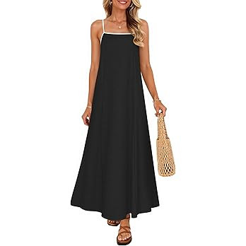 ZESICA Women's 2026 Summer Boho Sleeveless Maxi Dress Spaghetti Straps Casual Flowy A Line Beach ... | Amazon (US)
