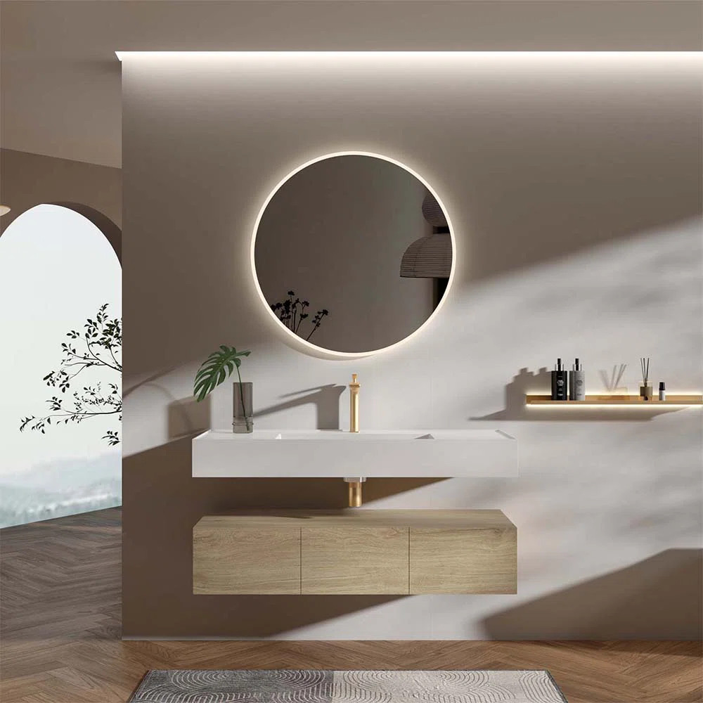 CC0648W108 Bathroom Floating Cabinet, Wall Mounted TV Stand, Oak Finish Wall-Mounted Storage Cabi... | Wayfair North America