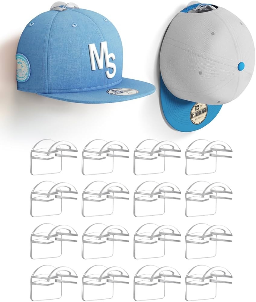 Adhesive Hat Hooks for Wall, Baseball Caps Strong Holdr, Ball Cap Hanger Wall Mount, Hat Display ... | Amazon (US)