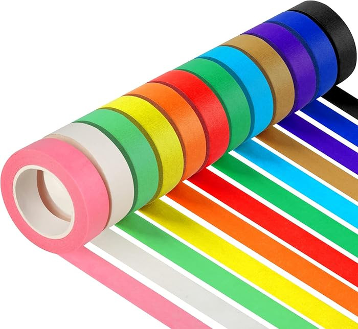 Guirnd 12PCS Colored Masking Tape, Kids Art Supplies, DIY Craft Tape, Colored Tape Rolls, Colored... | Amazon (US)