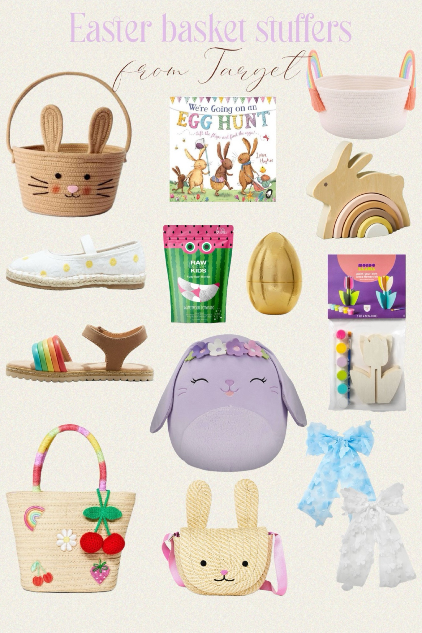 Easter basket from @target.

Rope Easter Basket Brown Bunny - Spritz / Toy Easter Bunny Wooden Block Stacker - Hearth & Hand™ with Magnolia / 3D Flower Bow Hair Barrette - Wild Fable™ White / Toddler Girls' Woven Patchwork Tote Bag - Cat & Jack Off-White / Girls' Straw Bunny Crossbody Bag - Cat & Jack / Toddler Arren Espadrille Sandals - Cat & Jack™ White / Washable Rainbow Dot Markers - Do-A-Dot Art / Raw Sugar Kids' Bath Bomb - Watermelon + Lemonade / Paint-Your-Own 3-D Wood Flowers Kit - Mondo Llama / 20pc Super Sketches Stencil Set - Mondo Llama / Squishmallows 16" Bubbles Lavendar Bunny with Flower Crown Large Plush / Toddler Felicity Sandals - Cat & Jack / We're Going on an Egg Hunt - (Bunny Adventures) by Martha Mumford / Plastic Eggs 14" Gold Easter Egg - Spritz / Round Rope Decorative Rainbow Easter Basket - Spritz

#easter #egghunt #basket #easteregg #giftguide #kids #target #gabrielapolacek 

#LTKSeasonal #LTKkids #LTKparties