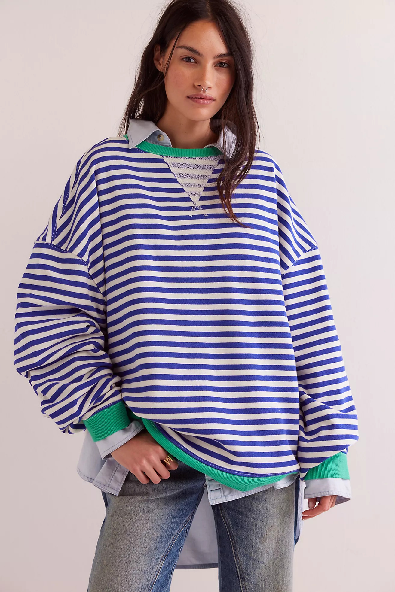 Classic Striped Oversized Crewneck | Free People (Global - UK&FR Excluded)