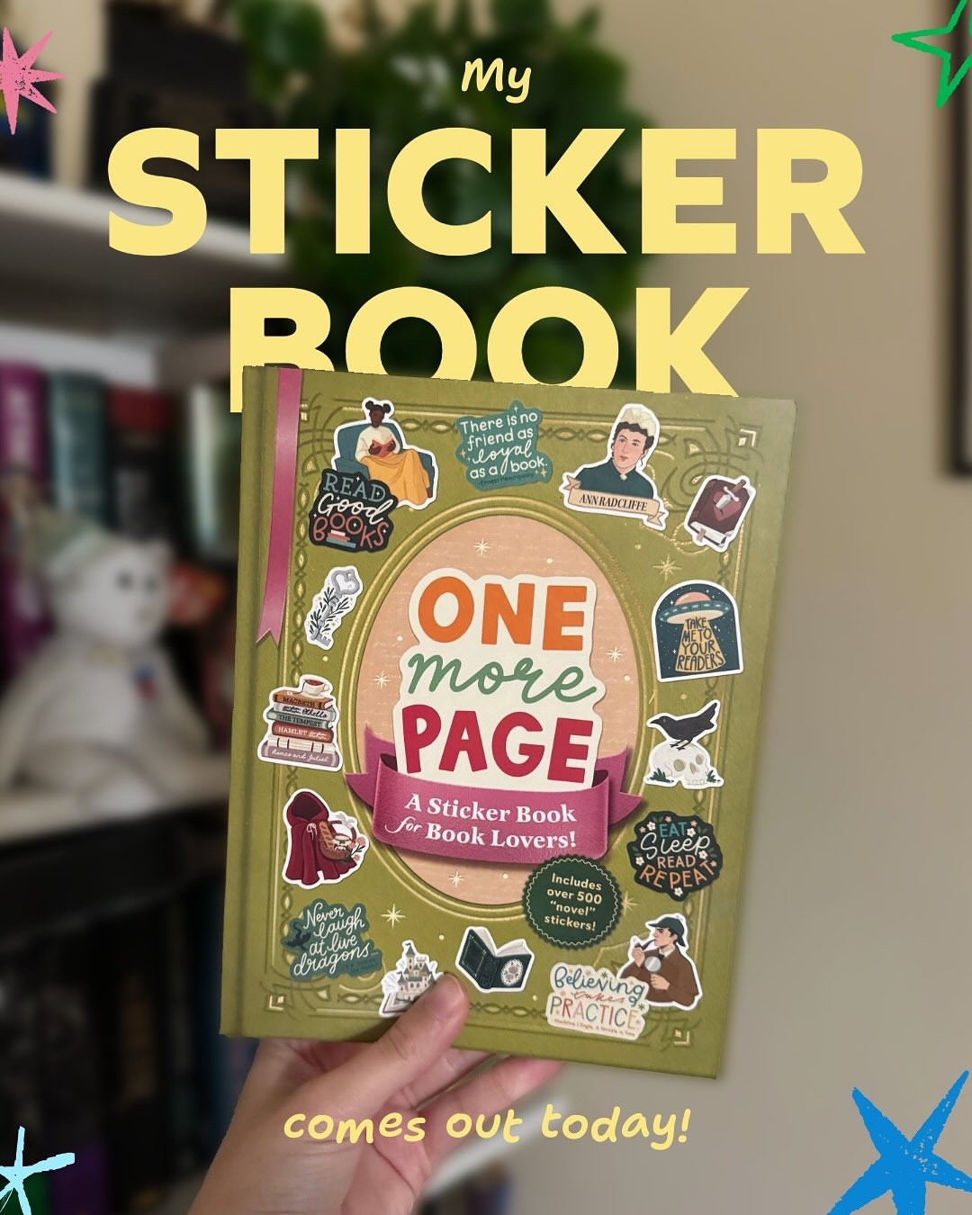 My sticker book, One More Page, is out today!! This was such an amazing opportunity that I never imagined was possible and I’m so thankful ♥️ I’m the biggest critic of my work so to see it in this form is surreal and means a lot, so thank you for being here and supporting me, and if you want a book of 500 stickers by me and 2 other amazing illustrators you can find the link in my bio! ♥️♥️ #bookstagram #bookishstickers #adobeexpress
