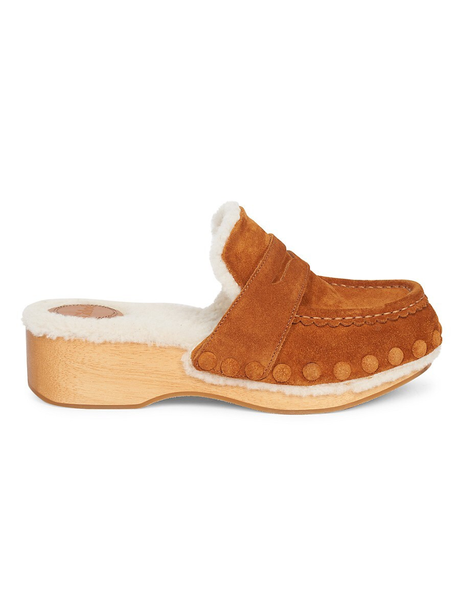 Chloé Women's Joy Suede Clogs - Caramello - Size 35 (5) | Saks Fifth Avenue OFF 5TH