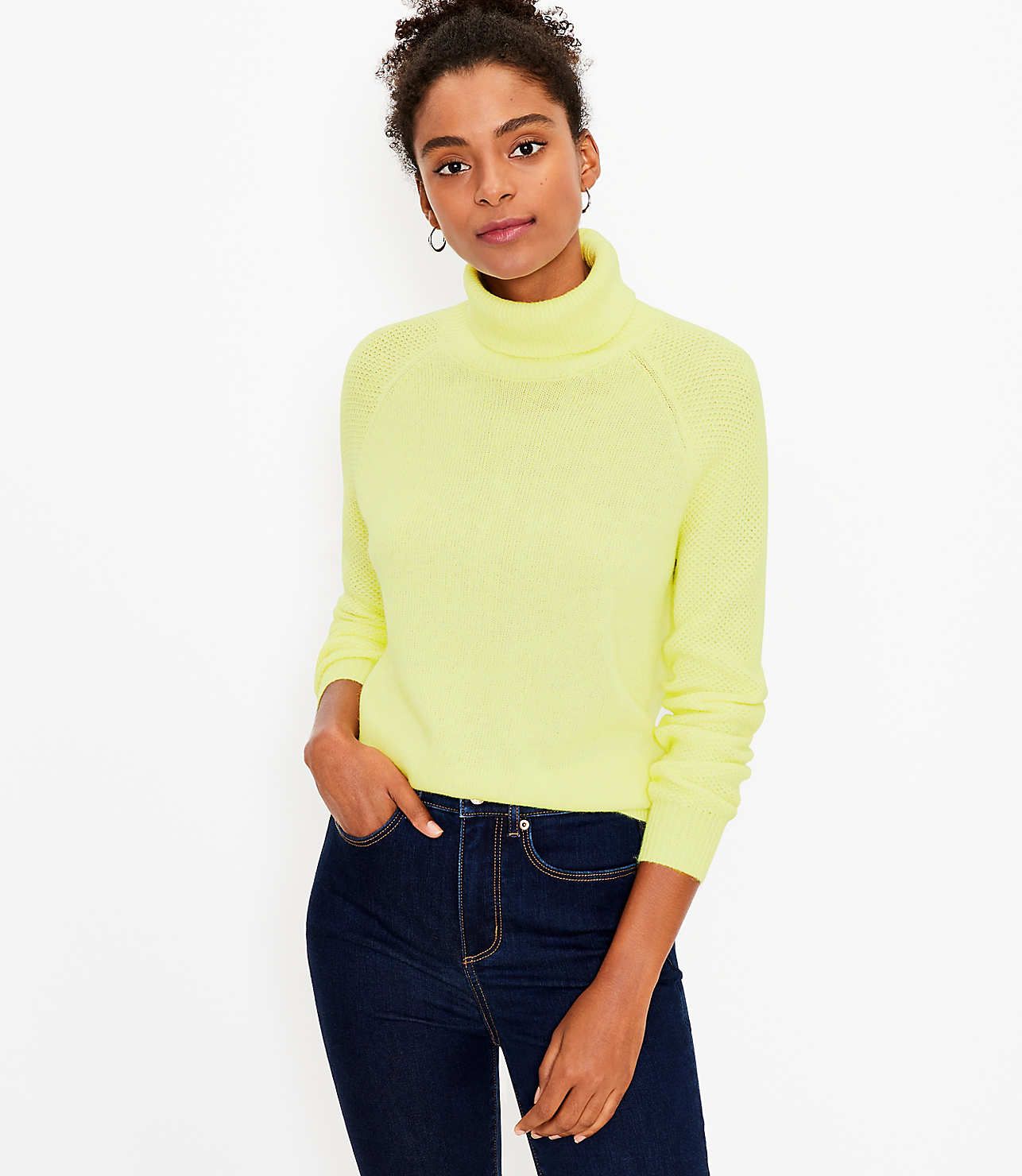 Mixed Stitch Turtleneck Sweater | LOFT