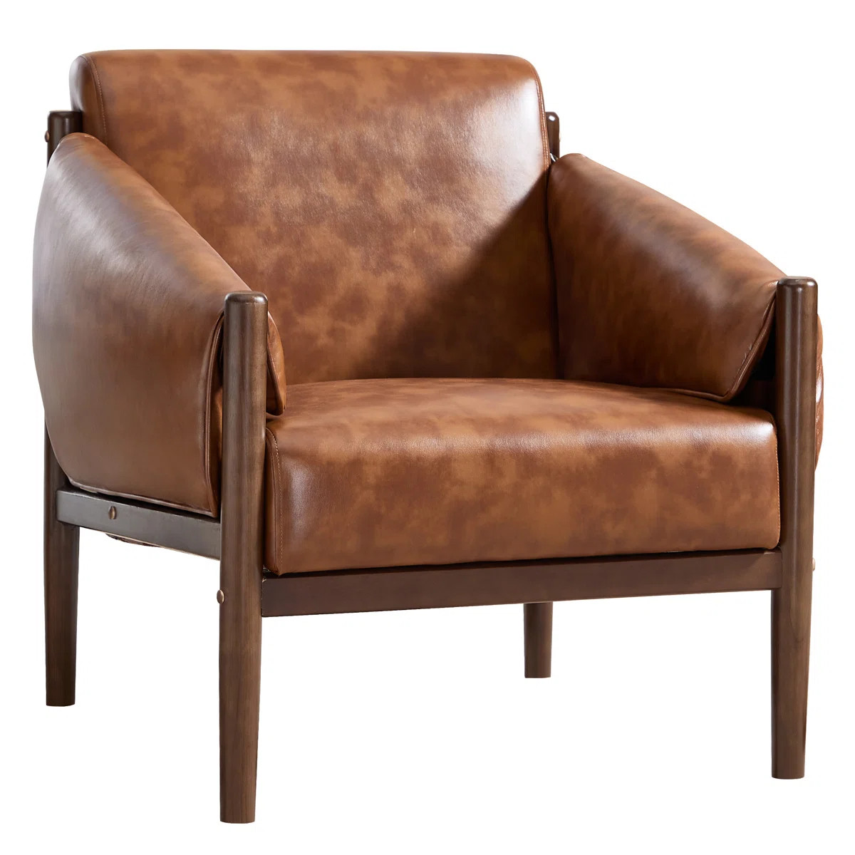 George Oliver Jahzir 29.5'' Wide Vegan Leather Upholstered Accent Chair with Removable Arm Cushio... | Wayfair North America