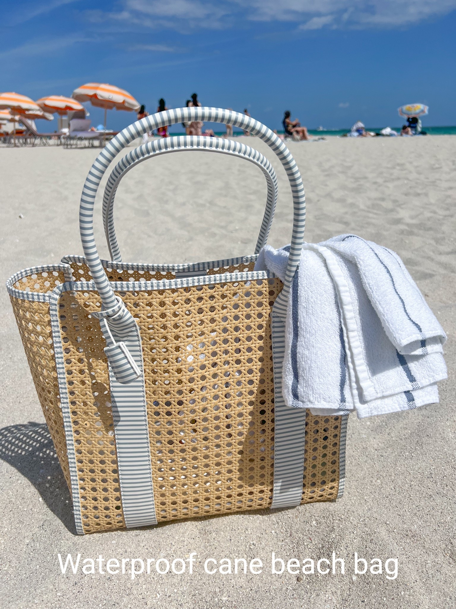 Bought this waterproof & sandproof faux cane beach/pool bag for our Florida beach vacation and it worked out great! So easy to wipe down too! Linked a great “look for less” option as well from Target!
—-
Beach bag, pool bag, pool tote, beach tote, cane tote bag, spring tote bag, summer beach bag, waterproof beach bag, waterproof boat bag, coastal tote bag, beach vacation bag,beach vacation essentials, travel tote bag, mark & graham tote bag, striped beach towels, cabana stripe towels, Amazon beach towels, blue beach towels

#LTKItBag #LTKTravel #LTKSwim