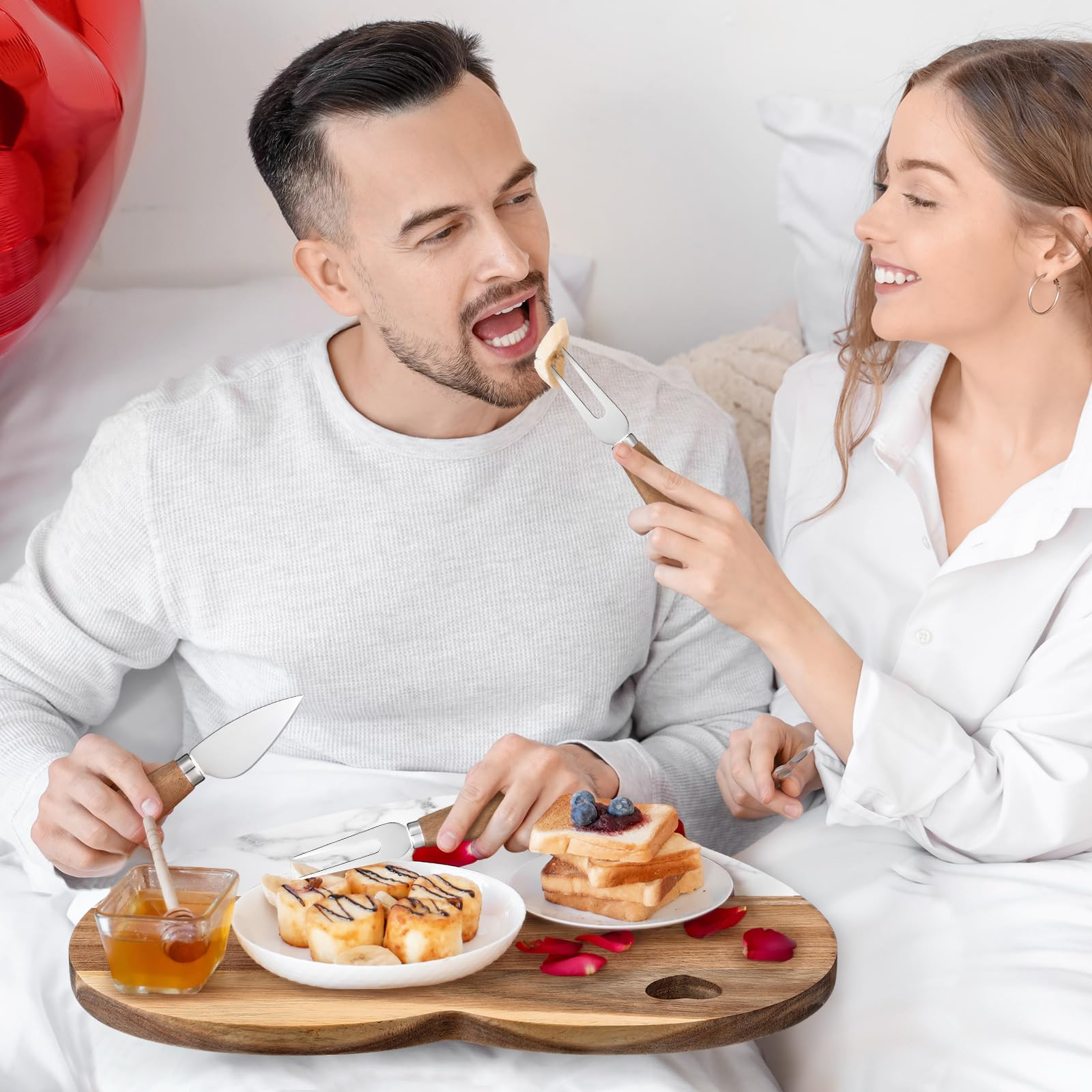 Heart Shaped Marble Cheese Board 12'' Wood and Marble Charcuterie Board with Cheese Utensils Marb... | Amazon (US)
