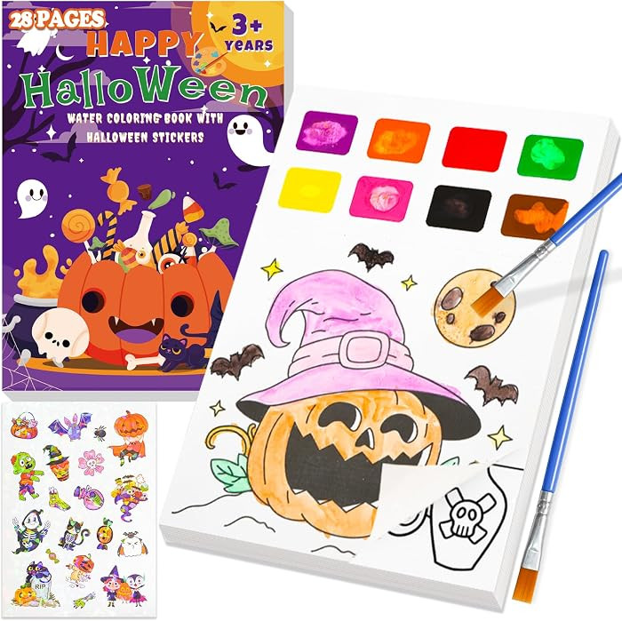 Yeolepor Halloween Crafts for Kids Toddlers Paint with Water Book & Sticker | Amazon (US)