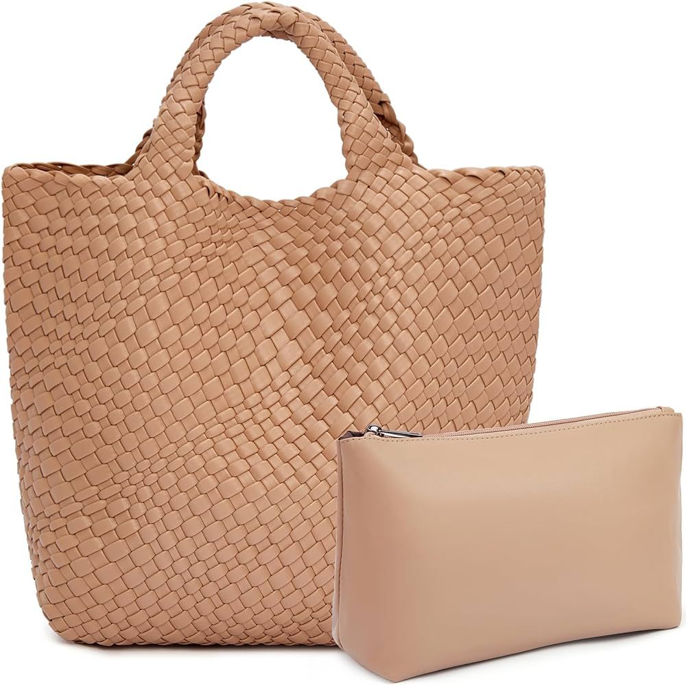 Woven Bag for Women Tote bag with Large capacity Handmade Shoulder bag with Purse Fashion handbag... | Amazon (US)