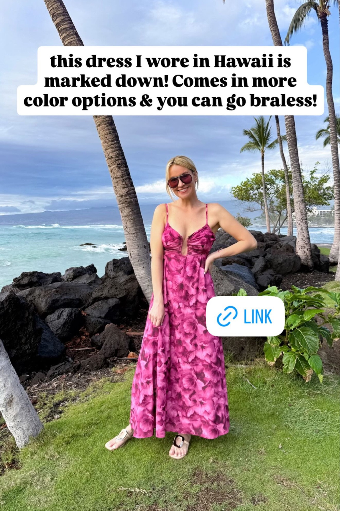 this dress I wore in Hawaii is marked down! Comes in more color options & you can go braless!