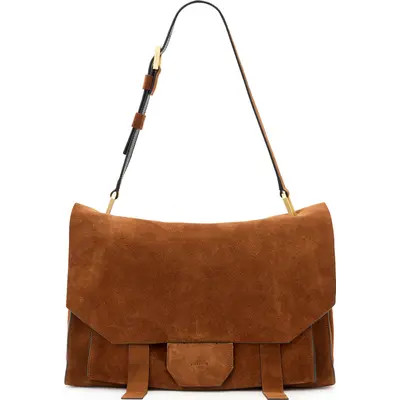 AllSaints Ursa Nubuck Leather Satchel in Cognac Brown at Nordstrom | Nordstrom