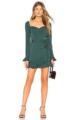 MORE TO COME Khloe Ruffle Sleeve Mini Dress in Emerald Green from Revolve.com | Revolve Clothing (Global)