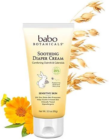 Babo Botanicals Soothing Baby Diaper Cream Perservative and Mineral Oil Free, Oatmilk & Calendula, 3 | Amazon (US)