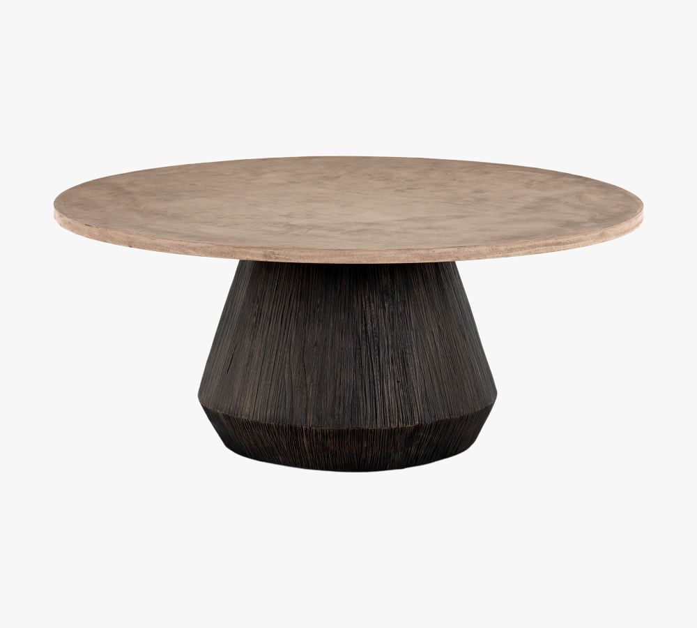 Staton Round Coffee Table, Dark Brown/Taupe, 38" Dia. | Pottery Barn (US)