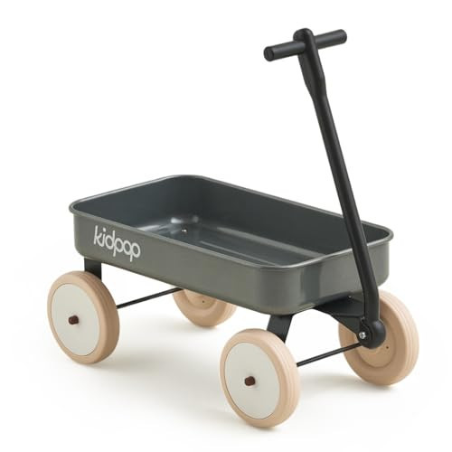 Kidpop Pula-Mini First Wagon for Toddlers, 4-Wheel Baby Pull Toy Cart for Kids Ages 1-3, Indoor & Outdoor Push Walker Toy, Ideal 1 Year Old Birthday Gifts (Grey) | Amazon (US)