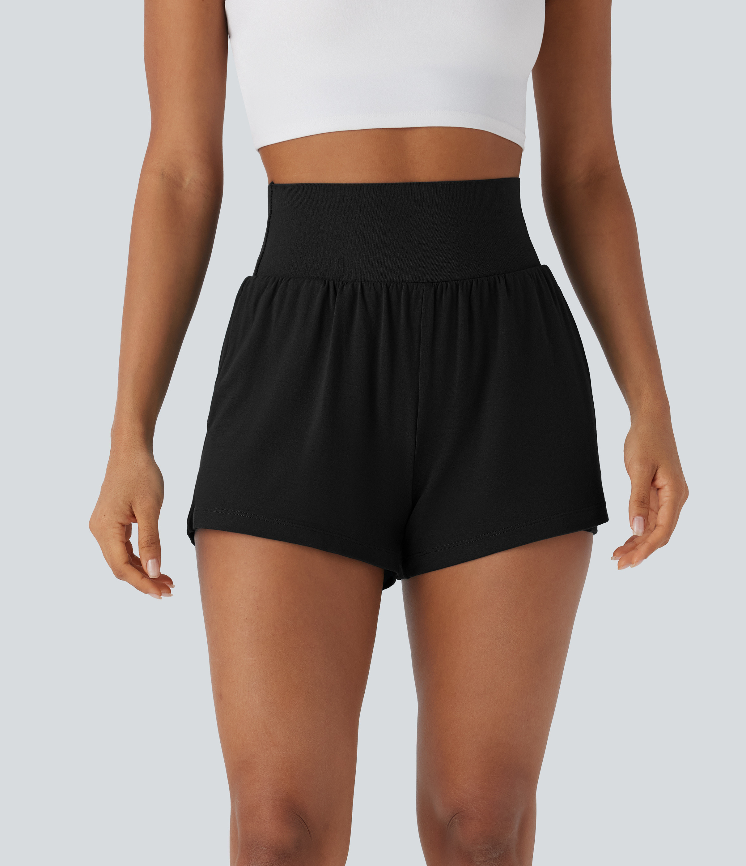 Halara Super High Waisted 2-in-1 Yoga Shorts 3'' with Pockets Gym Short - Black - XL booty shorts compression shorts yoga shorts | HALARA