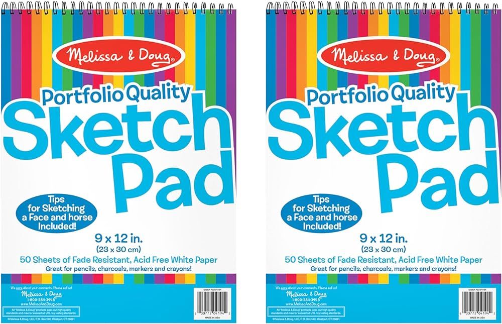 Melissa & Doug Sketch Pad (9 x 12 inches) - 50 Sheets, 2-Pack - Kids Drawing Paper, Drawing And C... | Amazon (US)