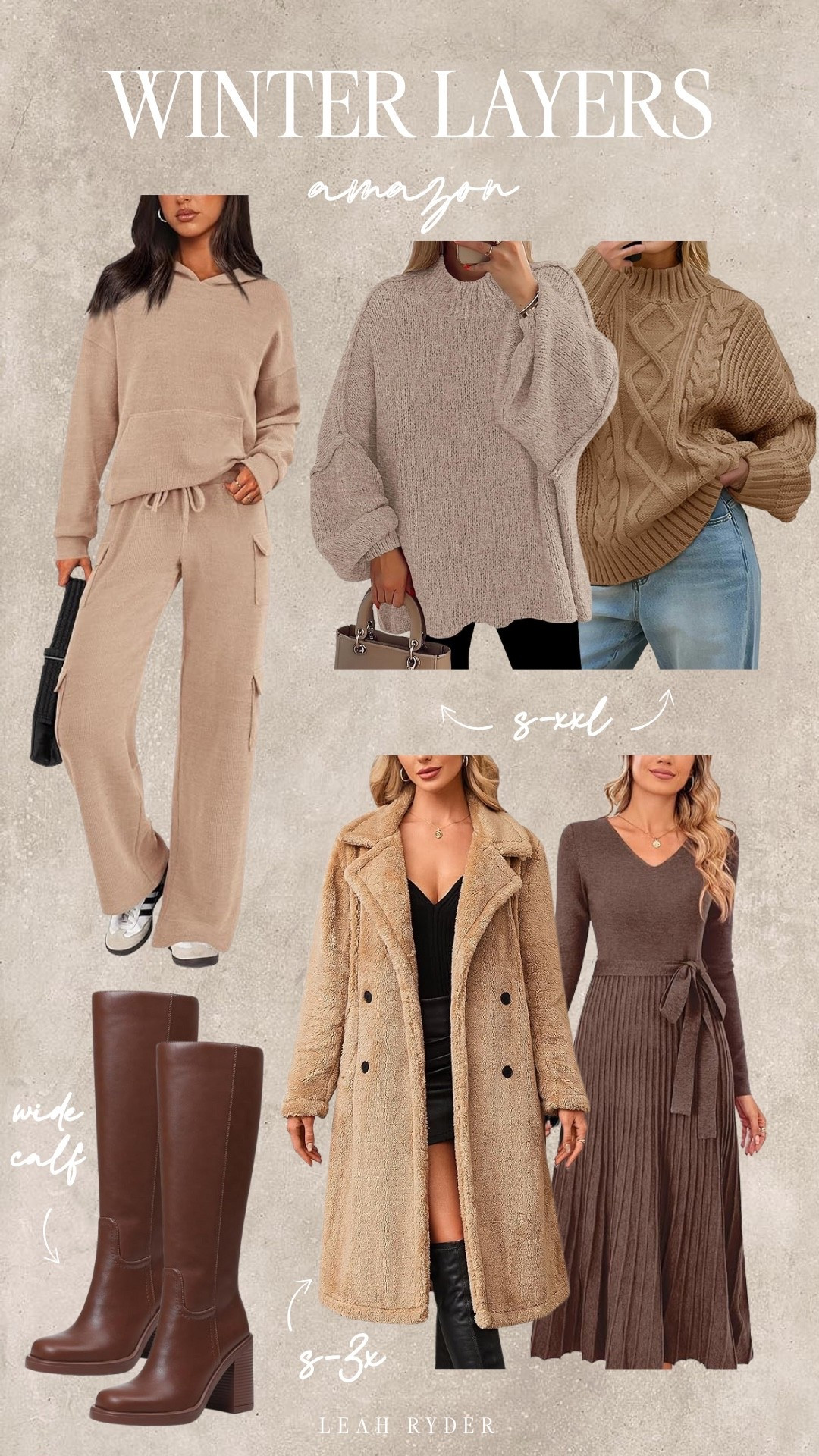 These Amazon winter layers feature cozy sweaters, warm sets, and versatile pieces for cold weather outfits. Best-selling knit sweaters, fleece joggers, and long teddy coats create effortless winter looks. Wide-calf boots and ribbed dresses offer great sizing options from S–3X. These affordable winter wardrobe essentials from Amazon are trending, comfortable, and perfect for everyday wear.

#LTKmomlife #LTKHoliday #LTKPlusSize